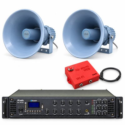 Комплект оповещения о воздушной тревоге Air Air Wi-Fi-WEB + 2×LFA 80 Вт + DV Audio MA-180.6P до 1200 м²