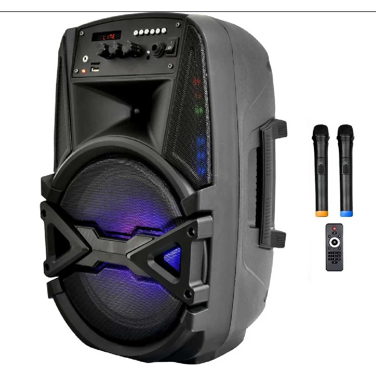 Портативная акустическая система BIG100BAT USB/MP3/FM/BT/TWS + 2pcs VHF mic