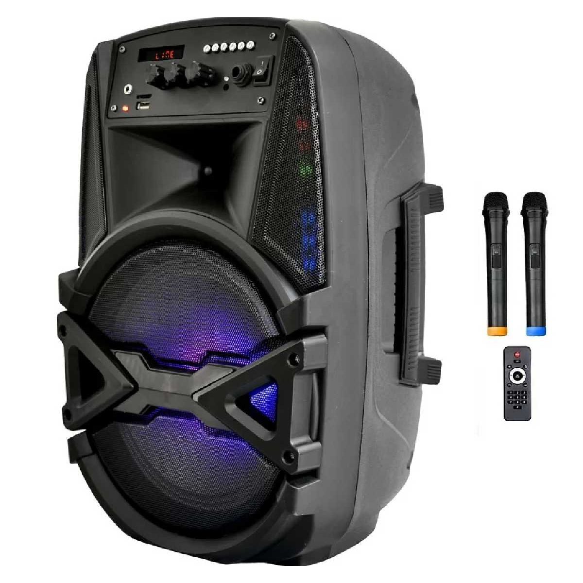 Портативная акустическая система BIG100BAT USB/MP3/FM/BT/TWS + 2pcs VHF mic