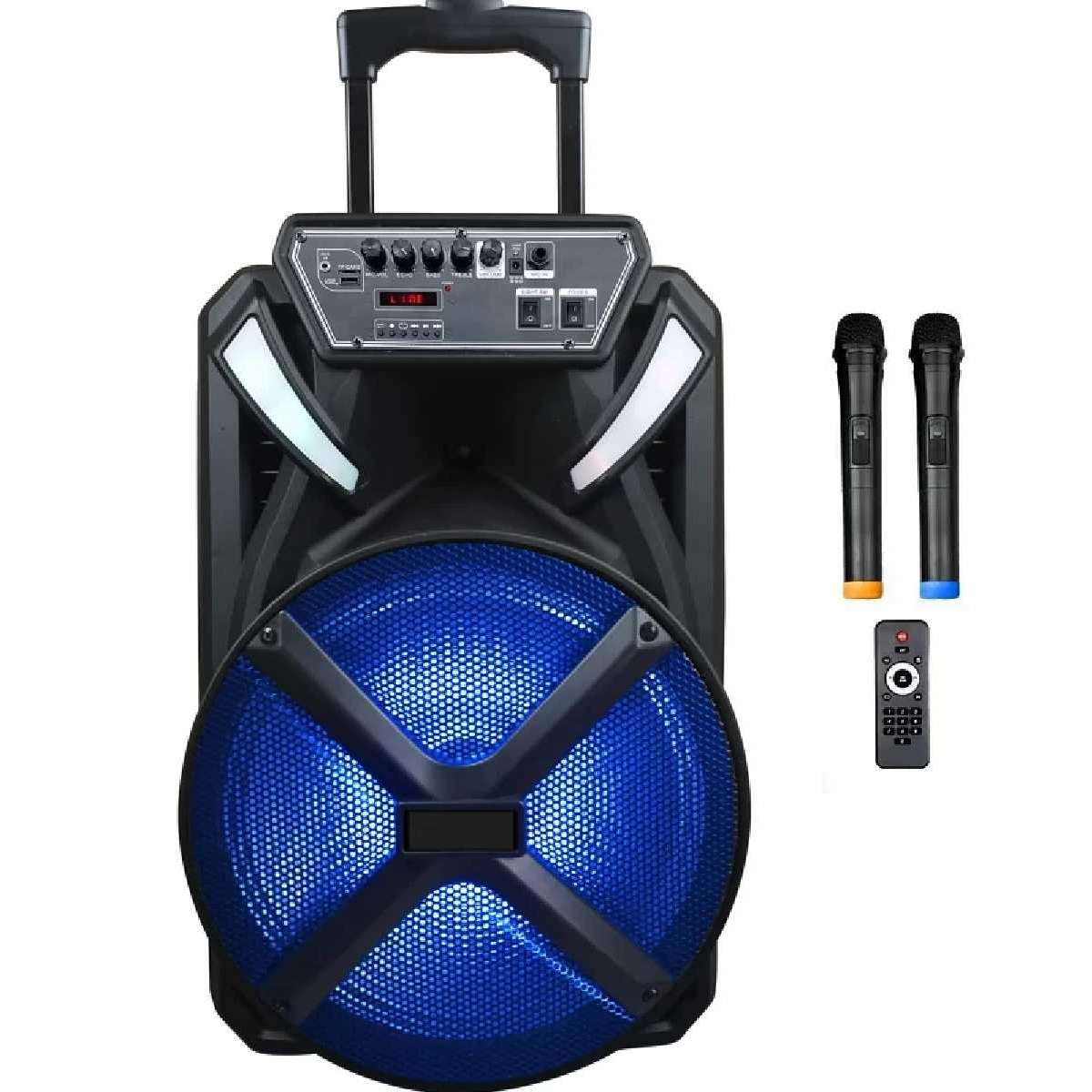 Портативна акустична система BIG230BAT USB/MP3/FM/BT/TWS + 2pcs VHF mic
