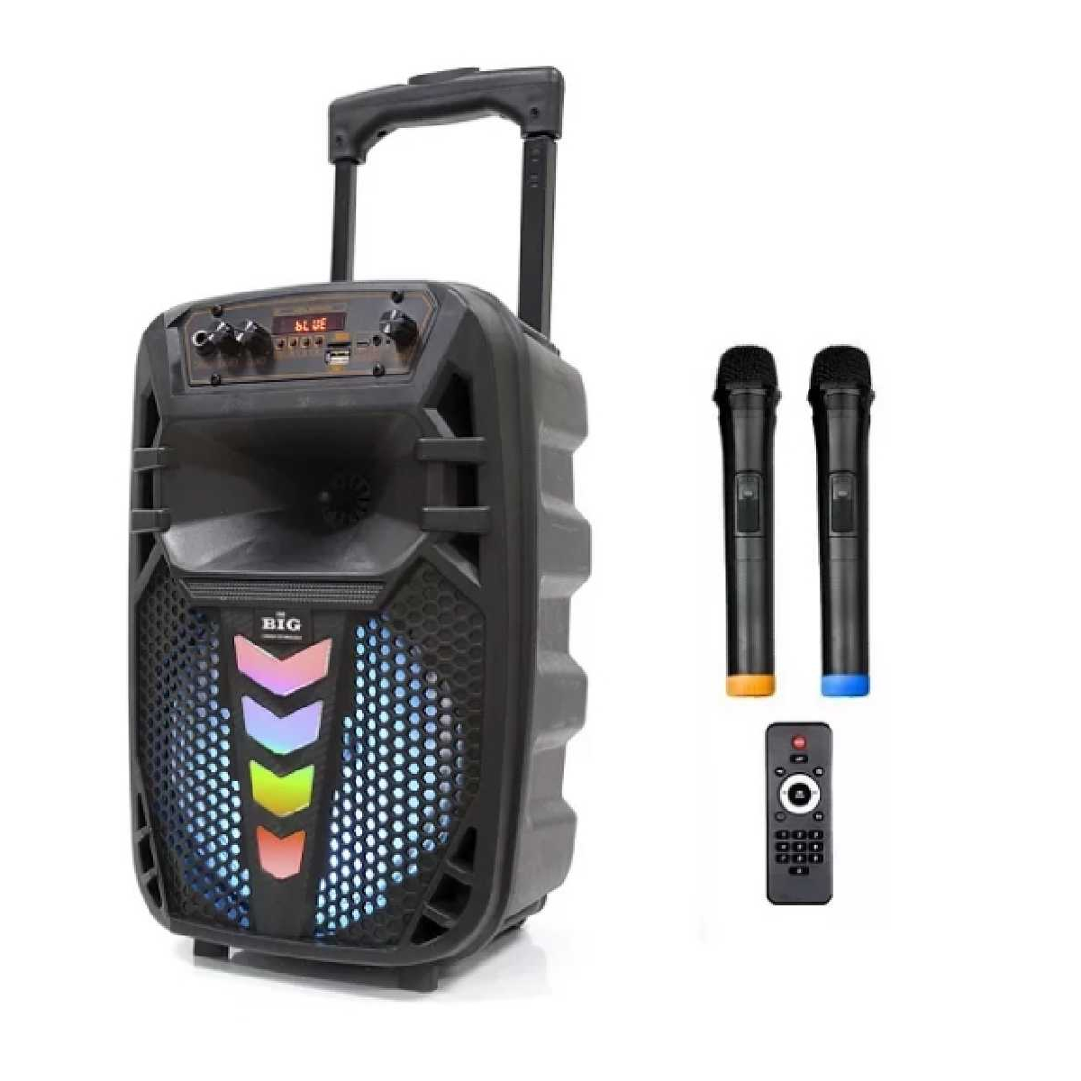 Портативная акустическая система BIG130TRANSFORMER USB/MP3/FM/BT/TWS + 2pcs VHF mic