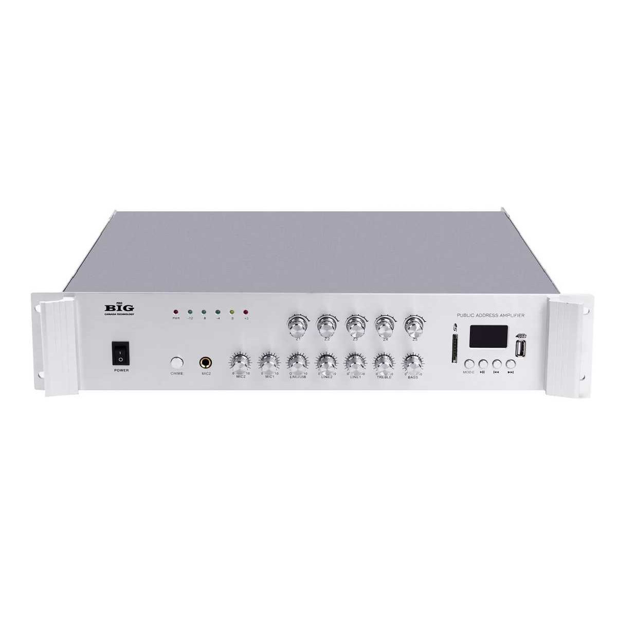 Трансляційний підсилювач потужності BIG PADIG100 5zone MP3/FM/BT REMOTE