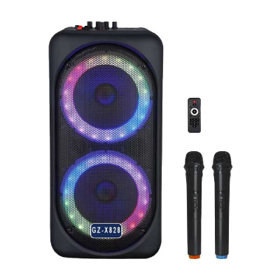 Портативна акустична система JB X828 USB/MP3/FM/BT/TWS + 2pcs VHF mic