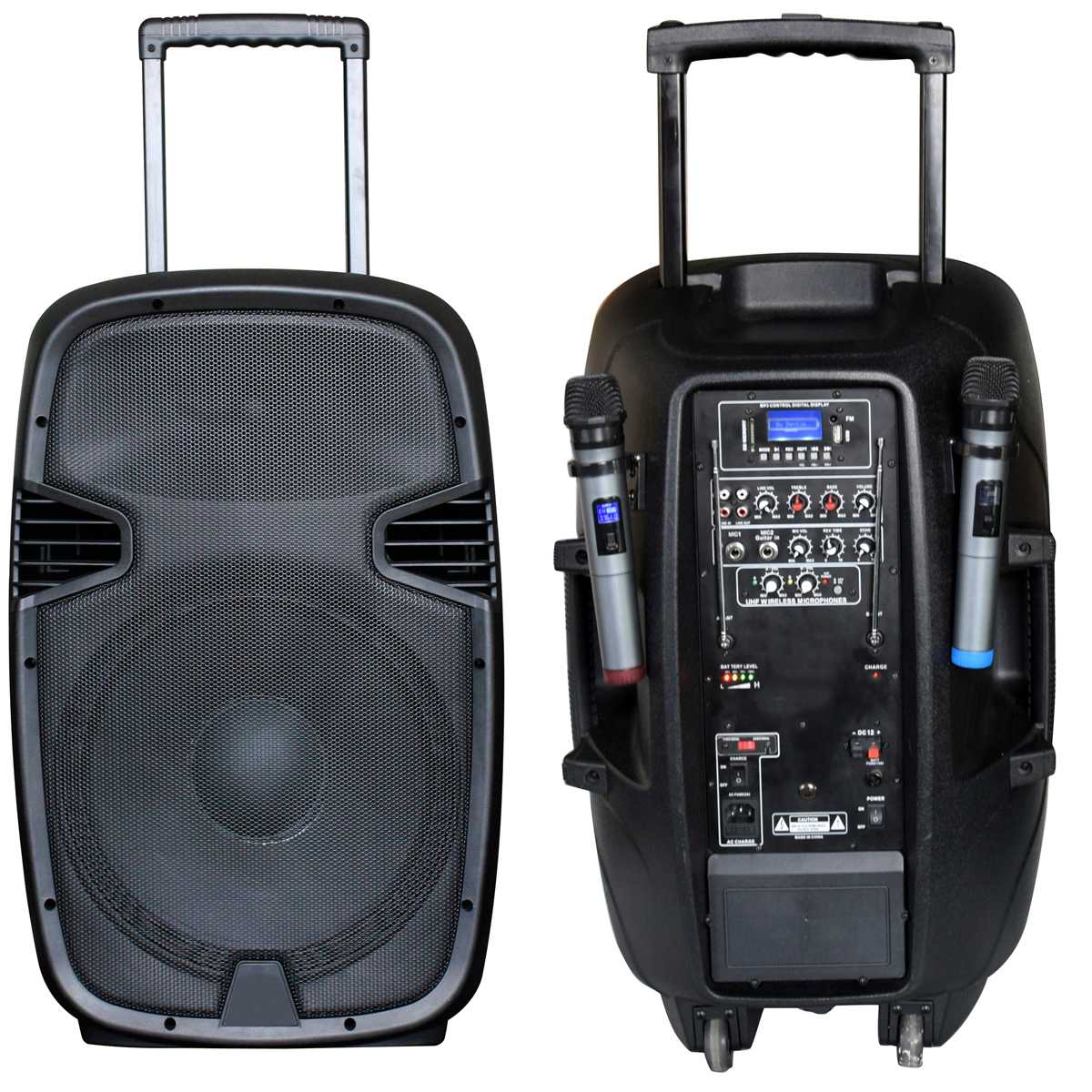 Автономна акустична система BIG JB15RECHARGE400+MP3/FM/Bluetooth+30V INVERTER+2pcs UHF mic