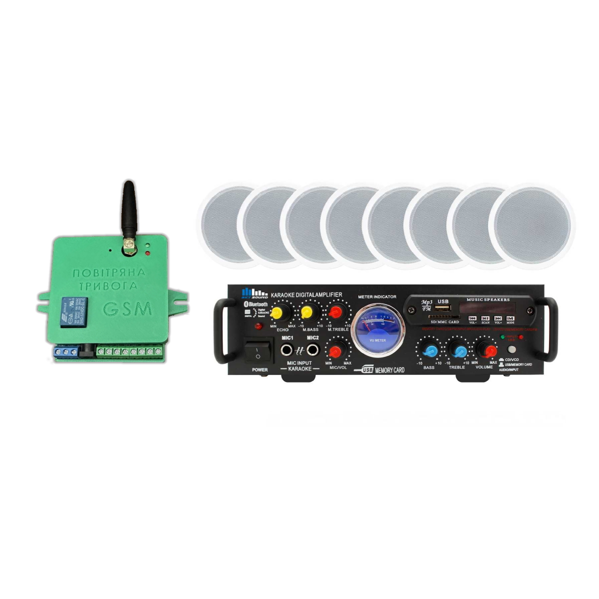 Акустический комплект SKY SOUND CSM-3008 + Автоматизований модуль Повітряна тривога GSM + Хвилина мовчання