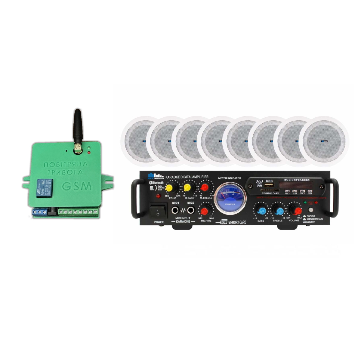 Акустичний комплект SKY SOUND CSM-1048 + Автоматизований модуль Повітряна тривога GSM + Хвилина мовчання