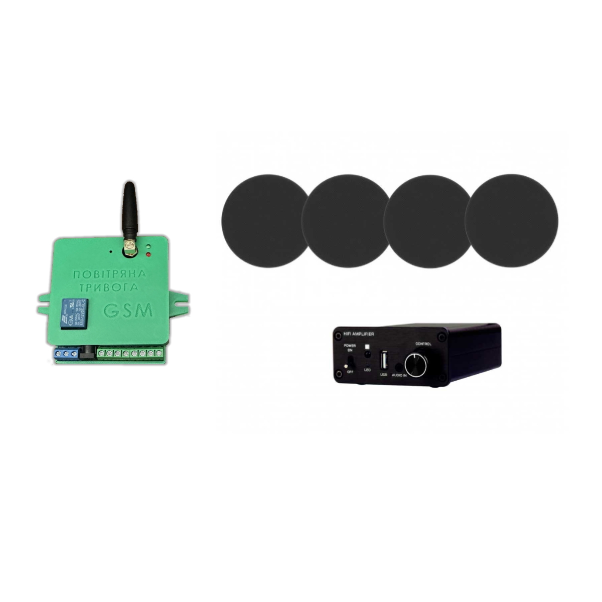 Акустический комплект SKY SOUND BOX PRO-3304 BLACK + Автоматизированный модуль Воздушная тревога GSM + Минута молчания
