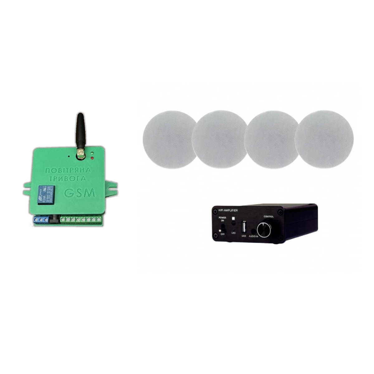 Акустический комплект SKY SOUND BOX PRO-3304 WHITE + Автоматизированный модуль Воздушная тревога GSM + Минута молчания