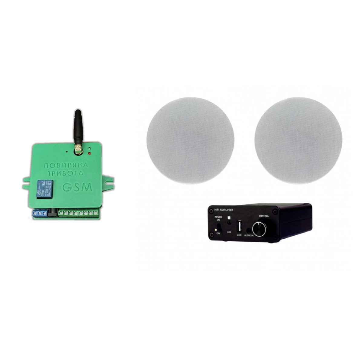 Акустический комплект SKY SOUND BOX PRO-4402 WHITE + Автоматизированный модуль Воздушная тревога GSM + Минута молчания