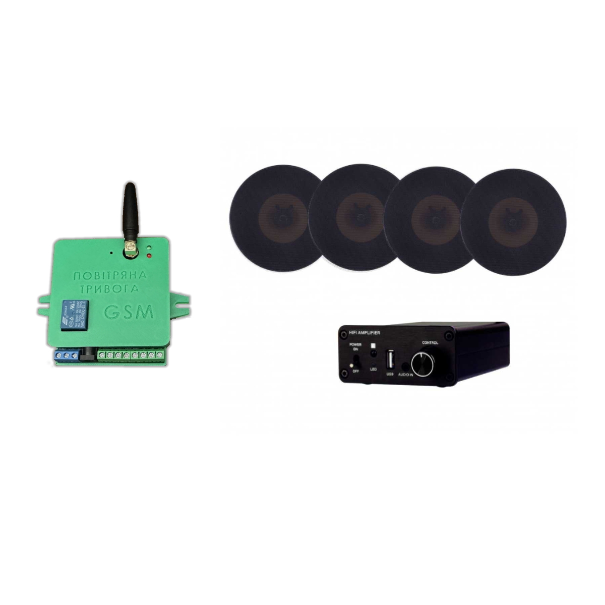Акустический комплект SKY SOUND BOX PRO-6004 BLACK + Автоматизированный модуль Воздушная тревога GSM + Минута молчания