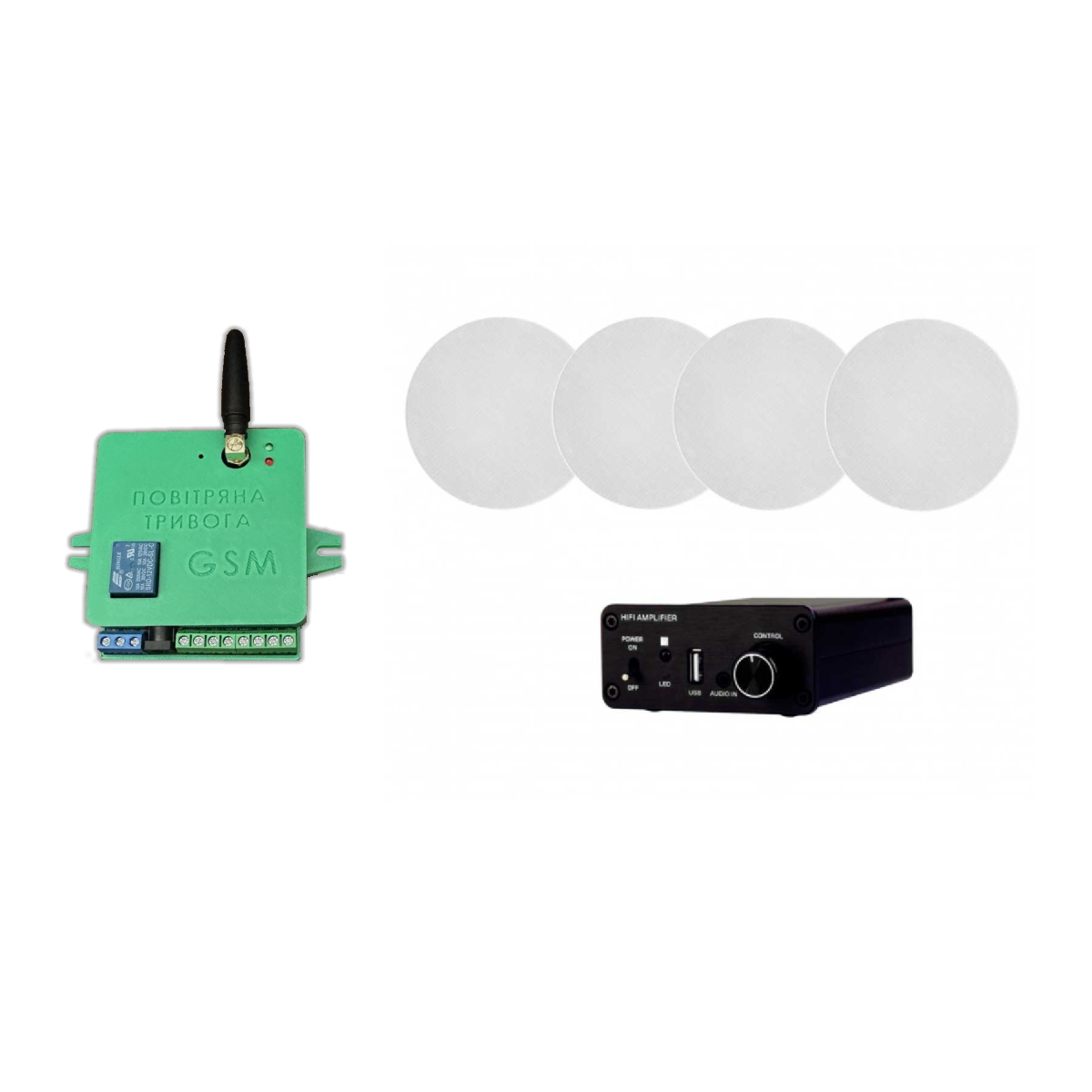 Акустический комплект SKY SOUND BOX PRO-6504 WHITE + Автоматизований модуль Повітряна тривога GSM + Хвилина мовчання