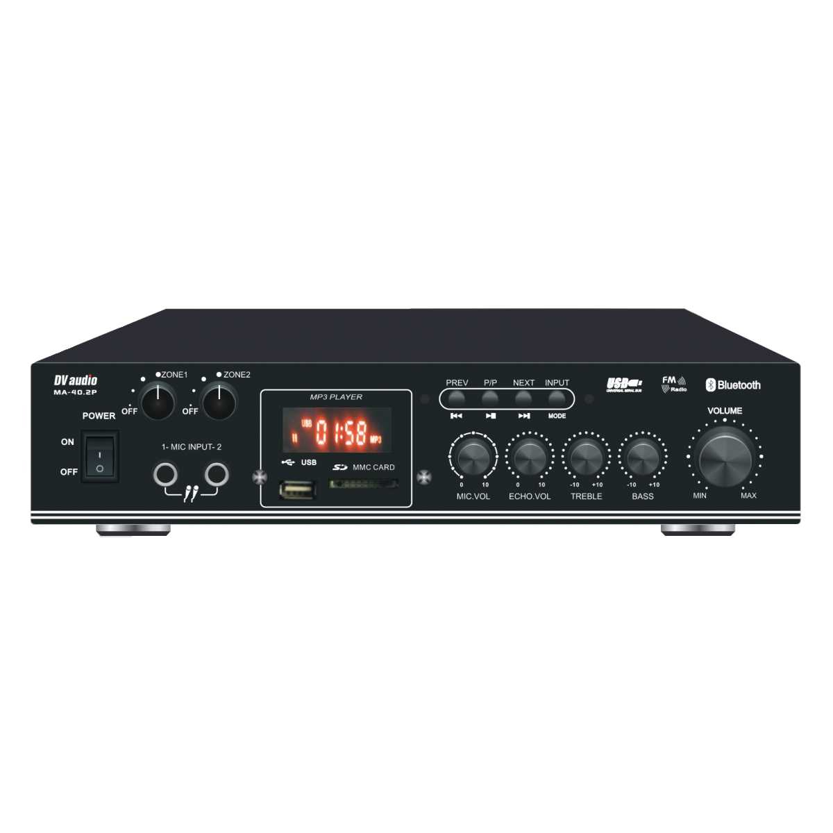 Трансляційний мікшер-підсилювач з usb DV Audio MA-40.2p