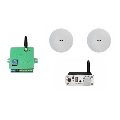 Комплект звука DV audio A30W2CMG6 до 30м.кв. + Автоматизированный модуль Воздушная тревога GSM + Минута молчания