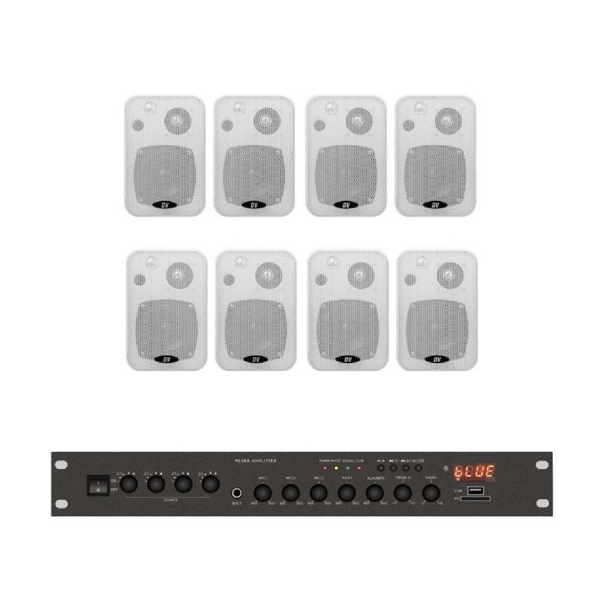 Комплект звуку DV audio LA808CON1W для приміщення до 160м.кв.