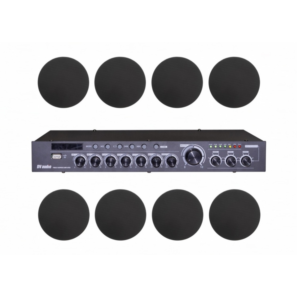 Комплект звука DV audio DMA1808CMG5B, 180 Вт, 8 колонок, до 240 м²