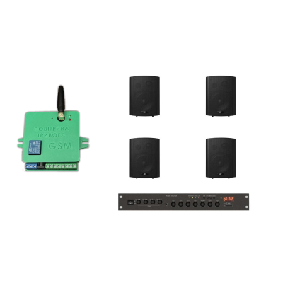 Комплект звука DV audio LA1004PB5B до 80м.кв + Автоматизований модуль Повітряна тривога GSM + Хвилина мовчання