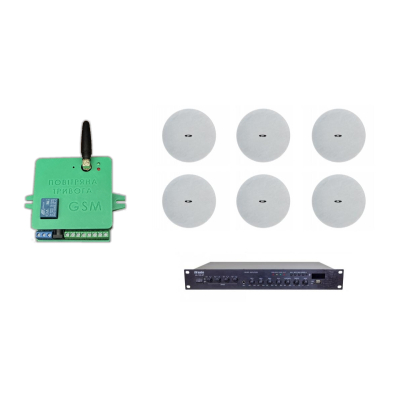 Комплект звука DV audio LA1206CMG8W до 80м.кв + Автоматизований модуль Повітряна тривога GSM + Хвилина мовчання