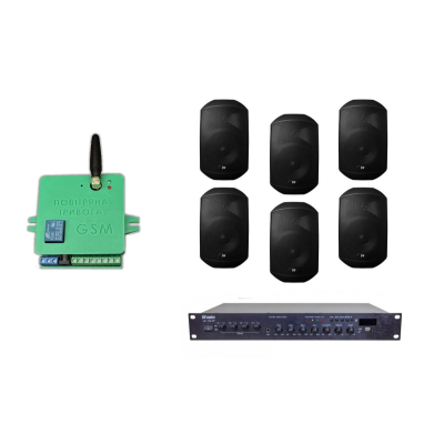 Комплект звука DV audio LA1206MS5B до 160 м.кв + Автоматизований модуль Повітряна тривога GSM + Хвилина мовчання