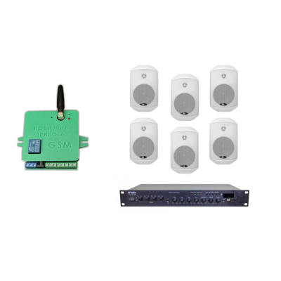 Комплект звука DV audio LA1206MS5W до 160 м.кв + Автоматизований модуль Повітряна тривога GSM + Хвилина мовчання