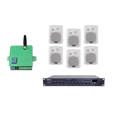 Комплект звука DV audio LA1206PB5W до 160 м.кв + Автоматизированный модуль Воздушная тревога GSM + Минута молчания