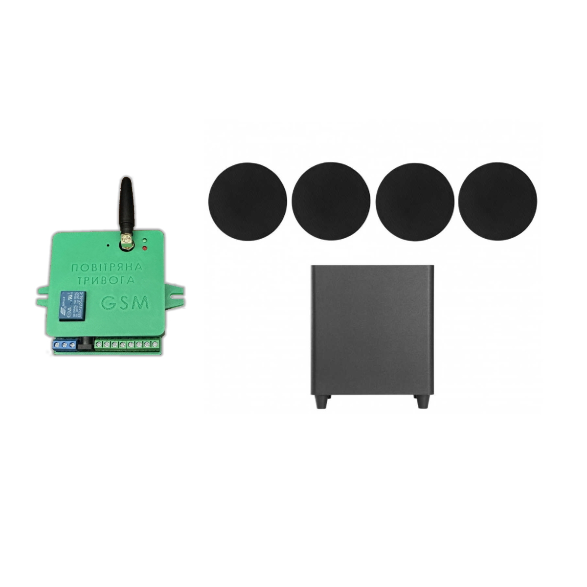 Акустический комплект SKY SOUND SUBT-10B/FLC-6,5 (2*40Вт) BLACK + Автоматизований модуль Повітряна тривога GSM + Хвилина мовчання