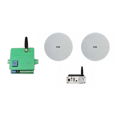 Комплект звука DV audio A30W2CMG8 до 30м.кв. + Автоматизированный модуль Воздушная тревога GSM + Минута молчания