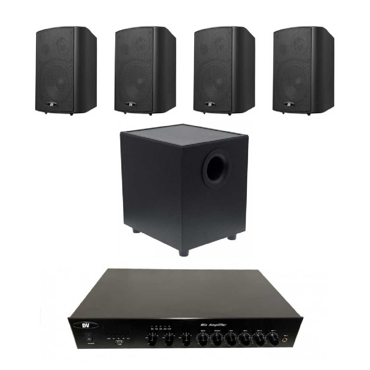 Комплект звуку DV audio LA1204PB5BSUB8T для приміщення до 100м.кв