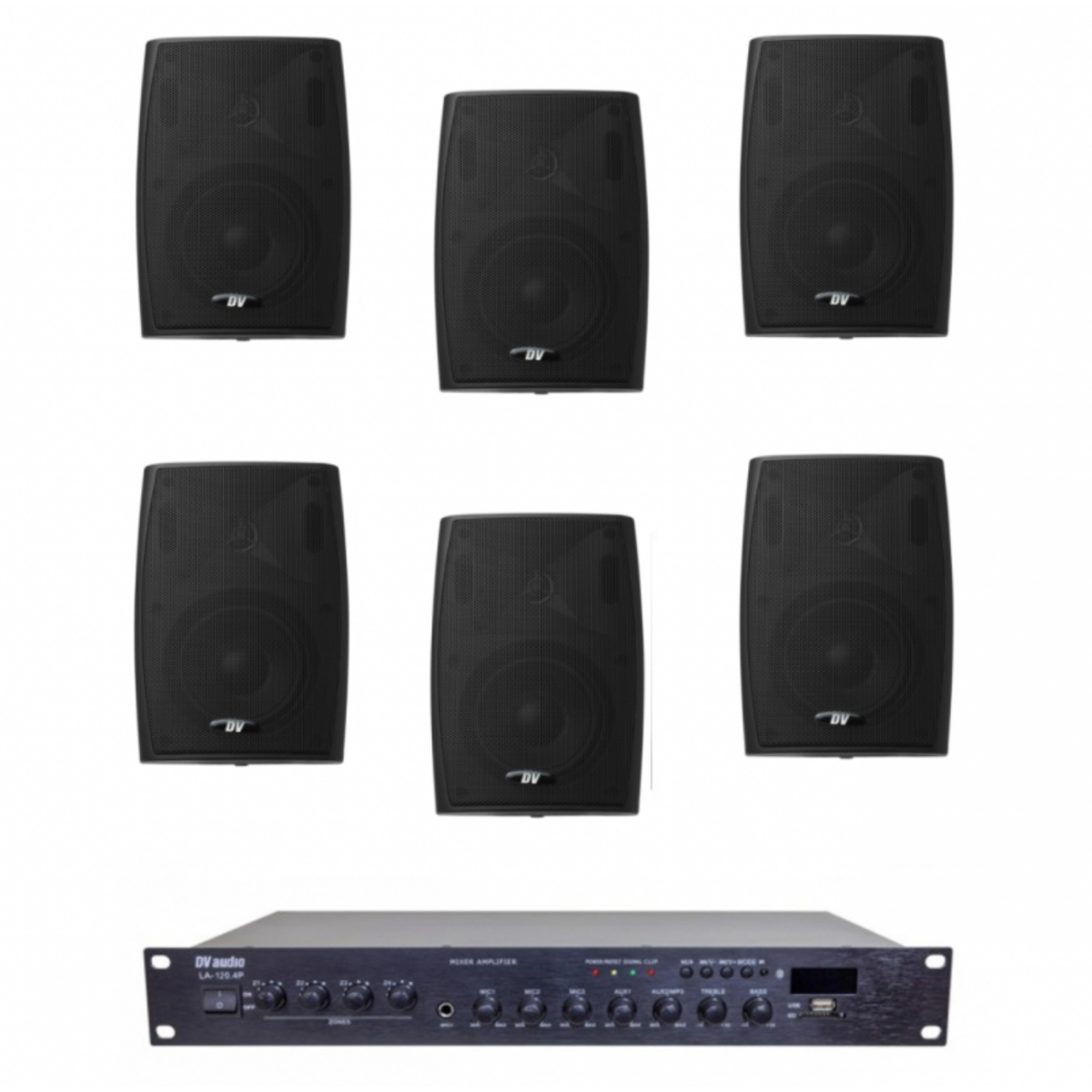 Комплект звука DV audio LA1206PB5B для помещения до 160 м.кв. + Автоматизированный модуль Воздушная тревога GSM + Минута молчания