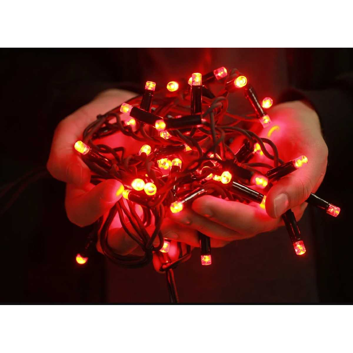 Гірлянда вулична STLS нитка 100LED 10m 230V мерехтить 10LED червоний/чорний IP44 EN