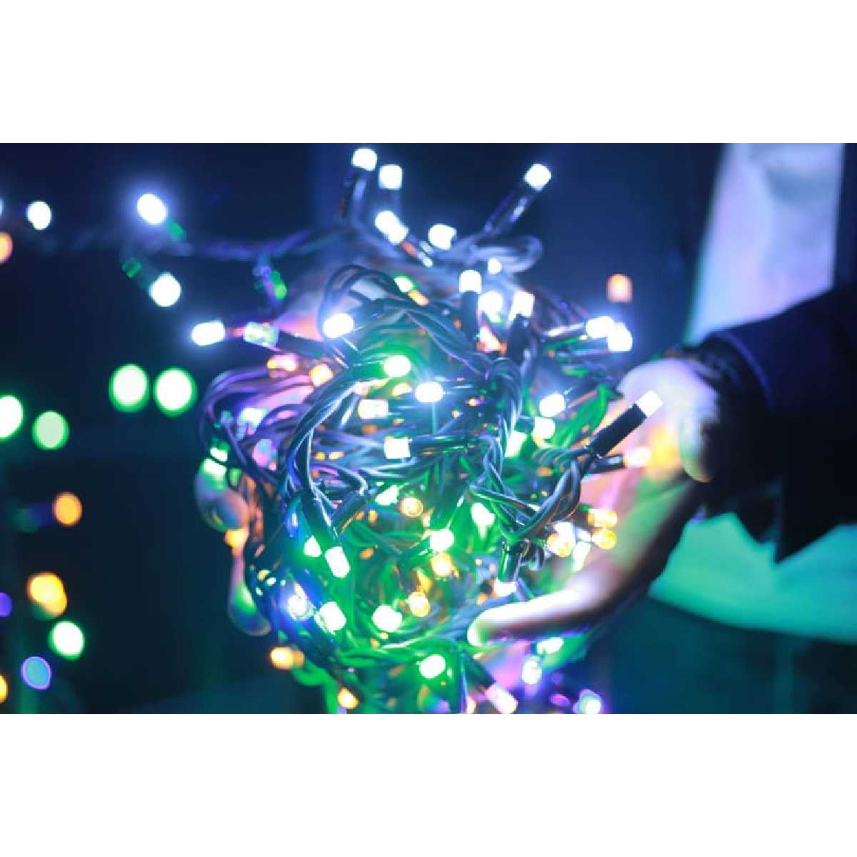 Гірлянда вулична STLS нитка 100LED 10m 230V мерехтять всі 100LED, мульти, IP44 EN