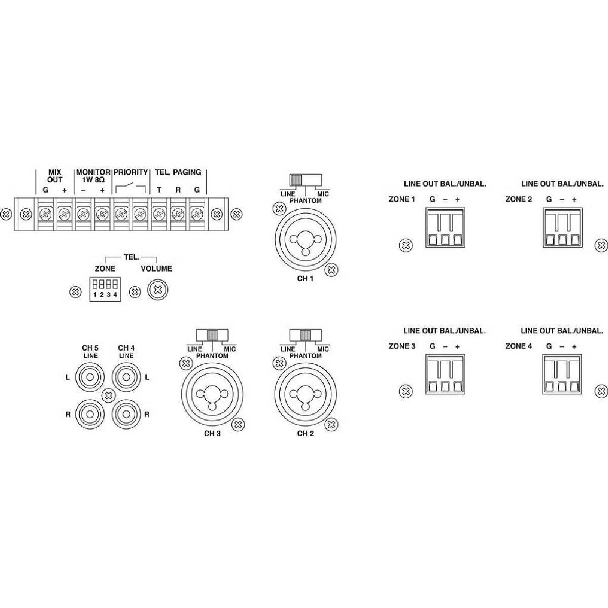 Мікшерний підсилювач Monacor PA-4040MPX