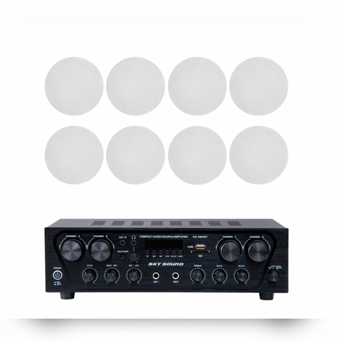 Акустический комплект Sky Sound SKC-4808FL, 4×80 Вт, 8 потолочных колонок 5.5"