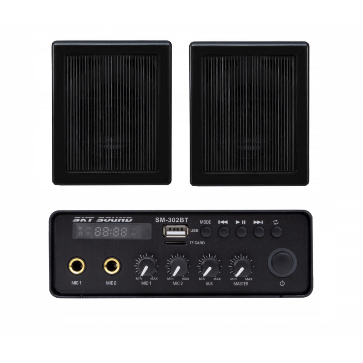 Акустичний комплект Sky Sound SMN-1026 Black, підсилювач 2×30 Вт, 2 настінні колонки 6.5"
