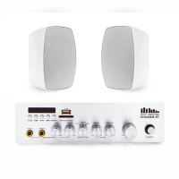 Акустический комплект Sky Sound WMS-4022 White, усилитель 2×60 Вт, 2 всепогодные колонки 4", IP65