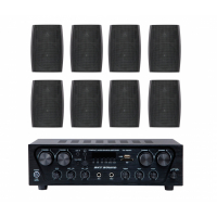 Акустичний комплект Sky Sound SKW-4808LS Black, 4×80 Вт, 8 настінних колонок 5.5"
