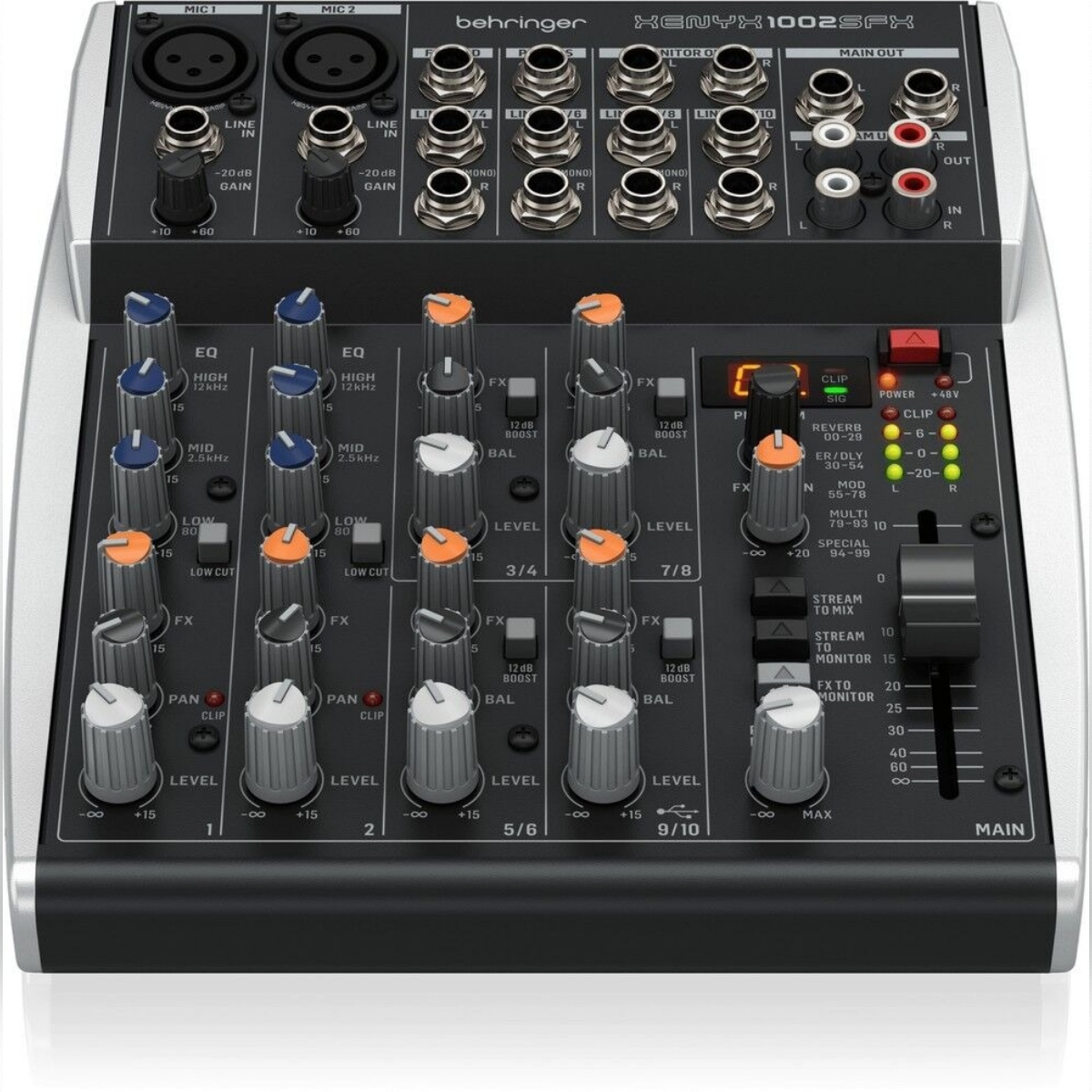 Аналоговый микшер Behringer XENYX 1002SFX, 10 входов, USB, FX