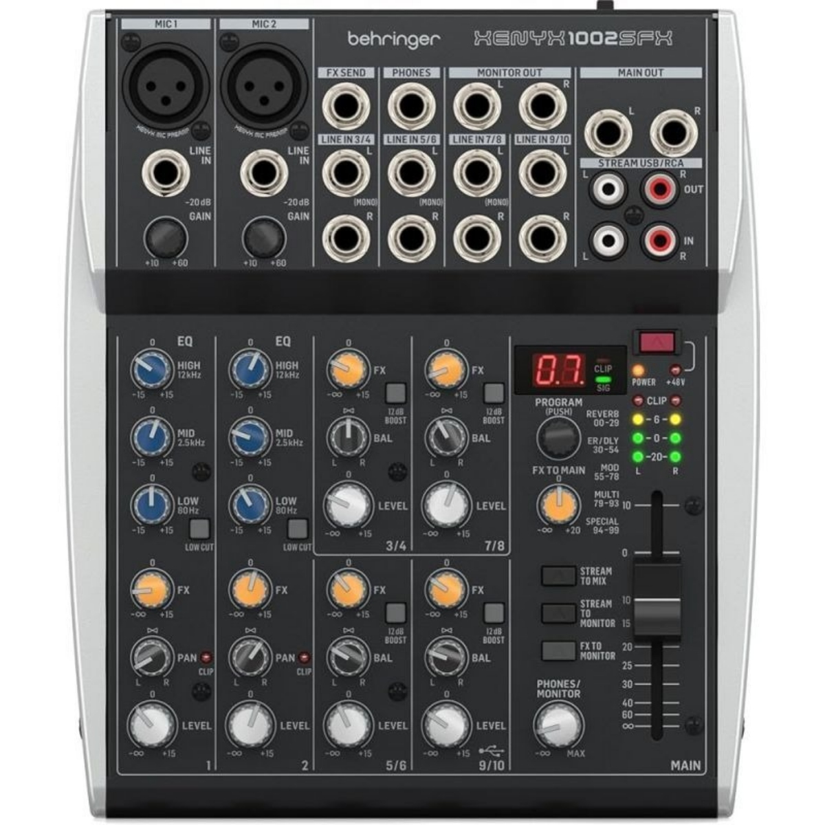 Аналоговый микшер Behringer XENYX 1002SFX, 10 входов, USB, FX