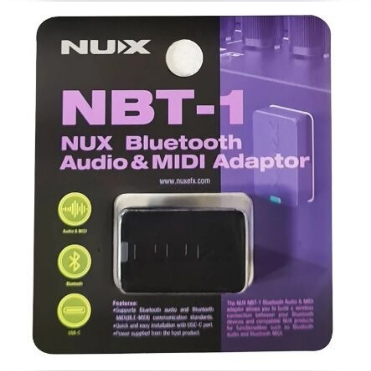 Bluetooth-MIDI адаптер NUX NBT-1 BLE-MIDI, беспроводной, USB-C