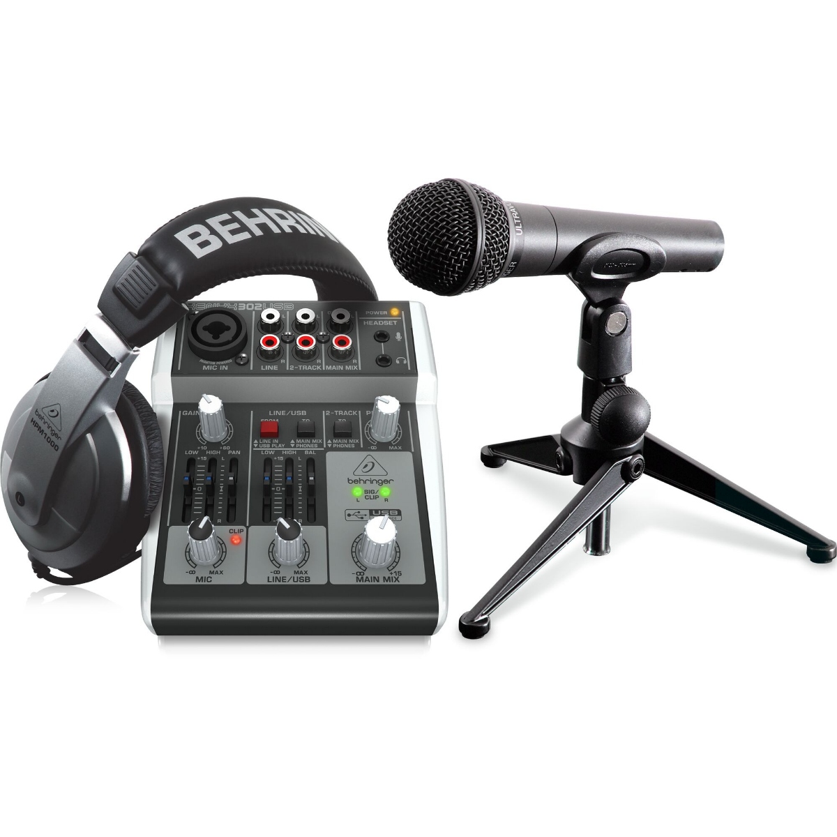 Комплект для подкастинга Behringer PODCASTUDIO 2 USB, XENYX 302USB + XM8500 + HPM1000