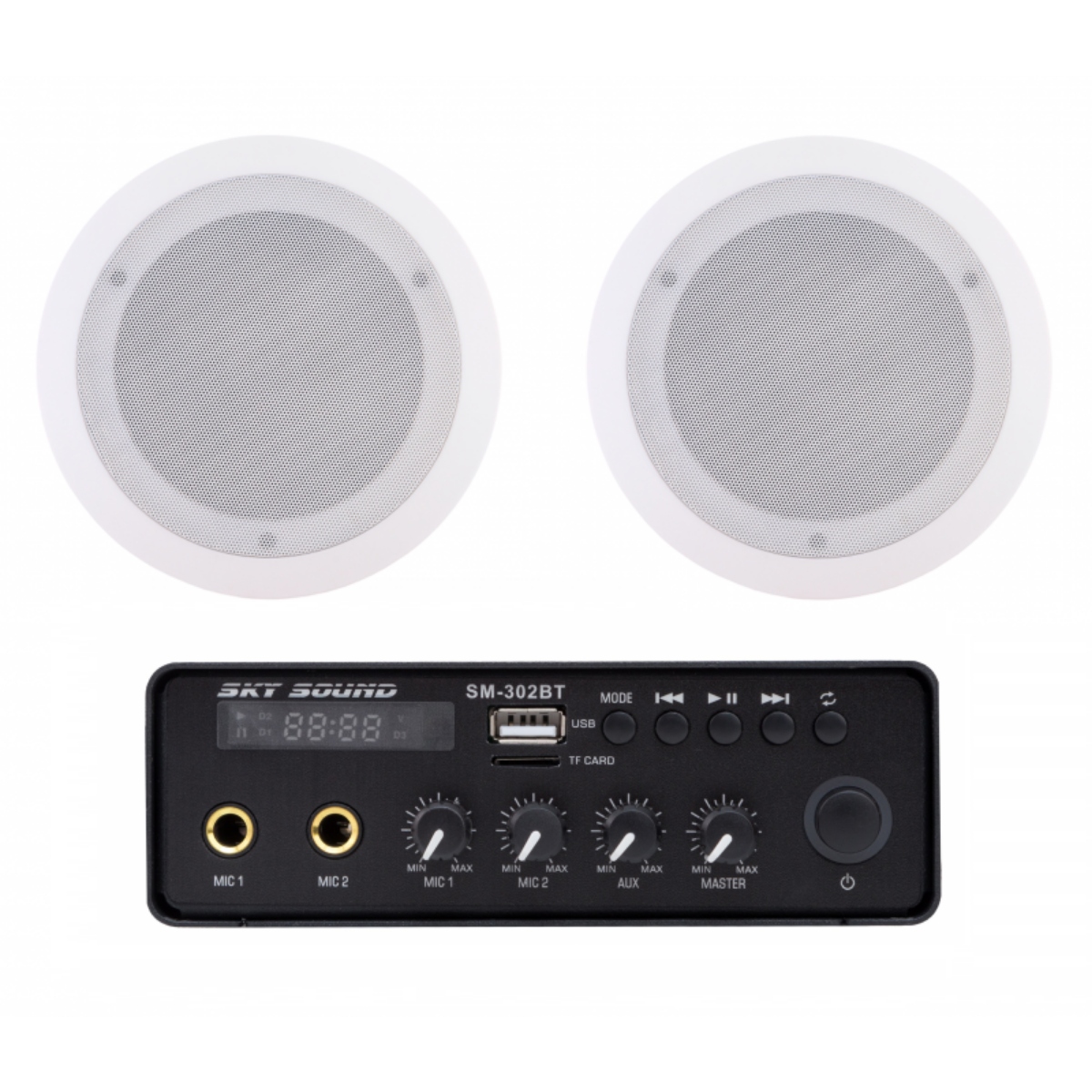 Акустичний комплект Sky Sound SMC-3001, підсилювач 2×30 Вт, 2 стельові колонки 5"