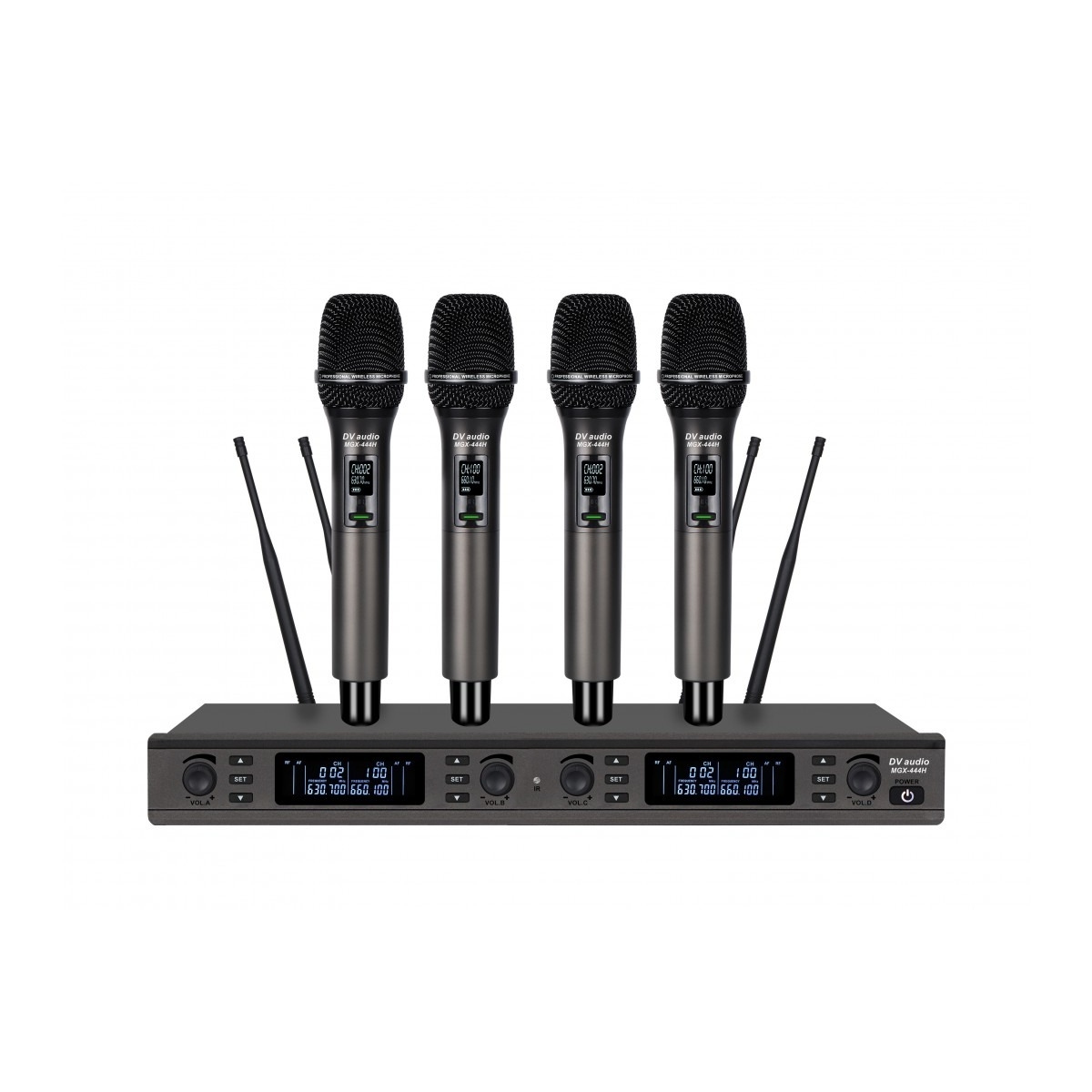 Бездротова радіосистема DV Audio MGX-444H з ручними мікрофонами, 4×4, UHF