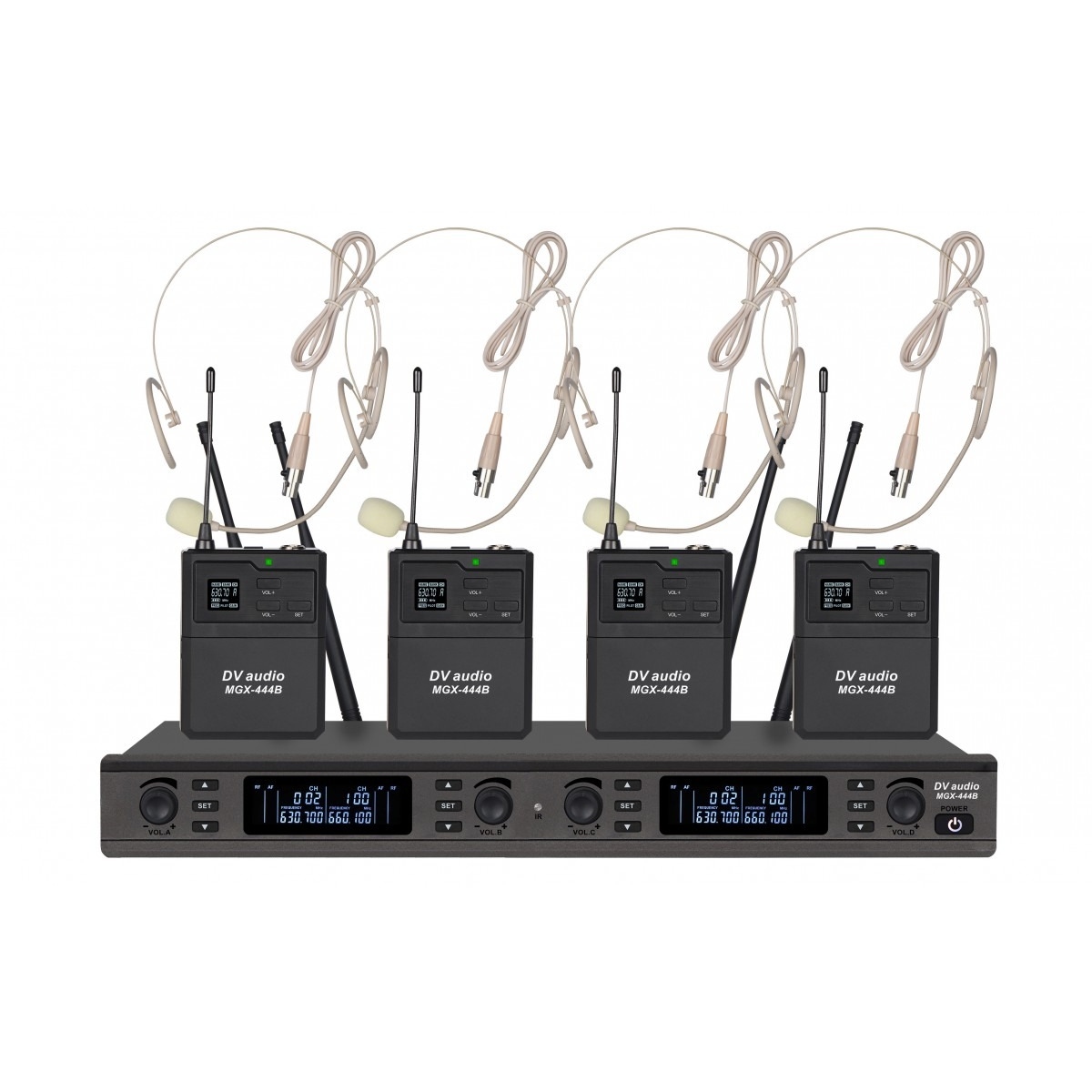 Бездротова радіосистема DV Audio MGX-444B з гарнітурами, 4×4, UHF
