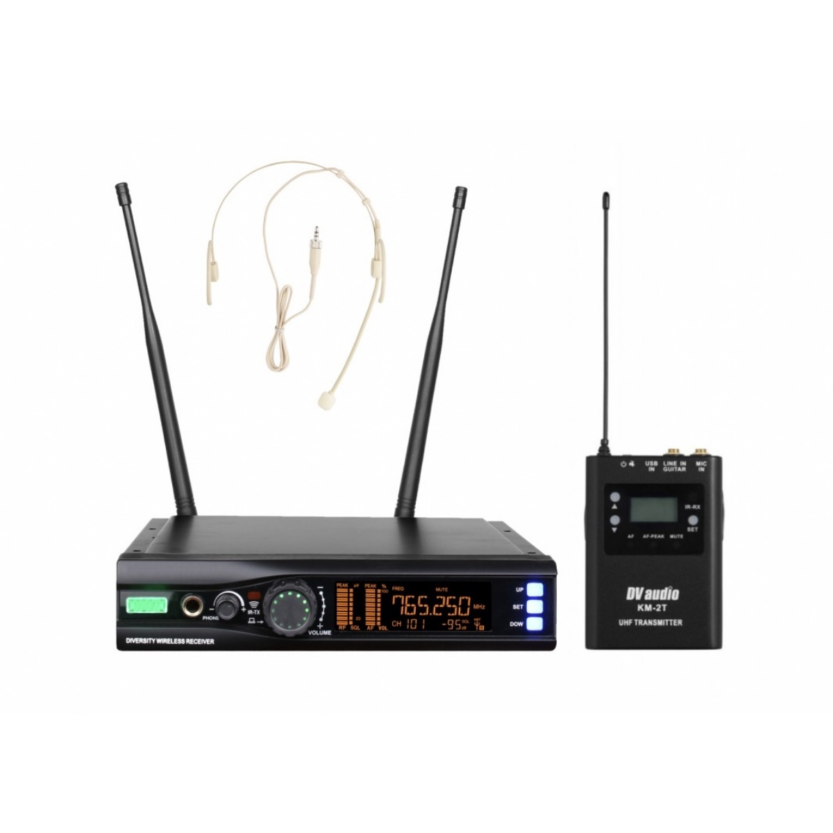 Бездротова радіосистема DV Audio WMS-12T, UHF 537.5–552.375 МГц, 100 каналів, гарнітура