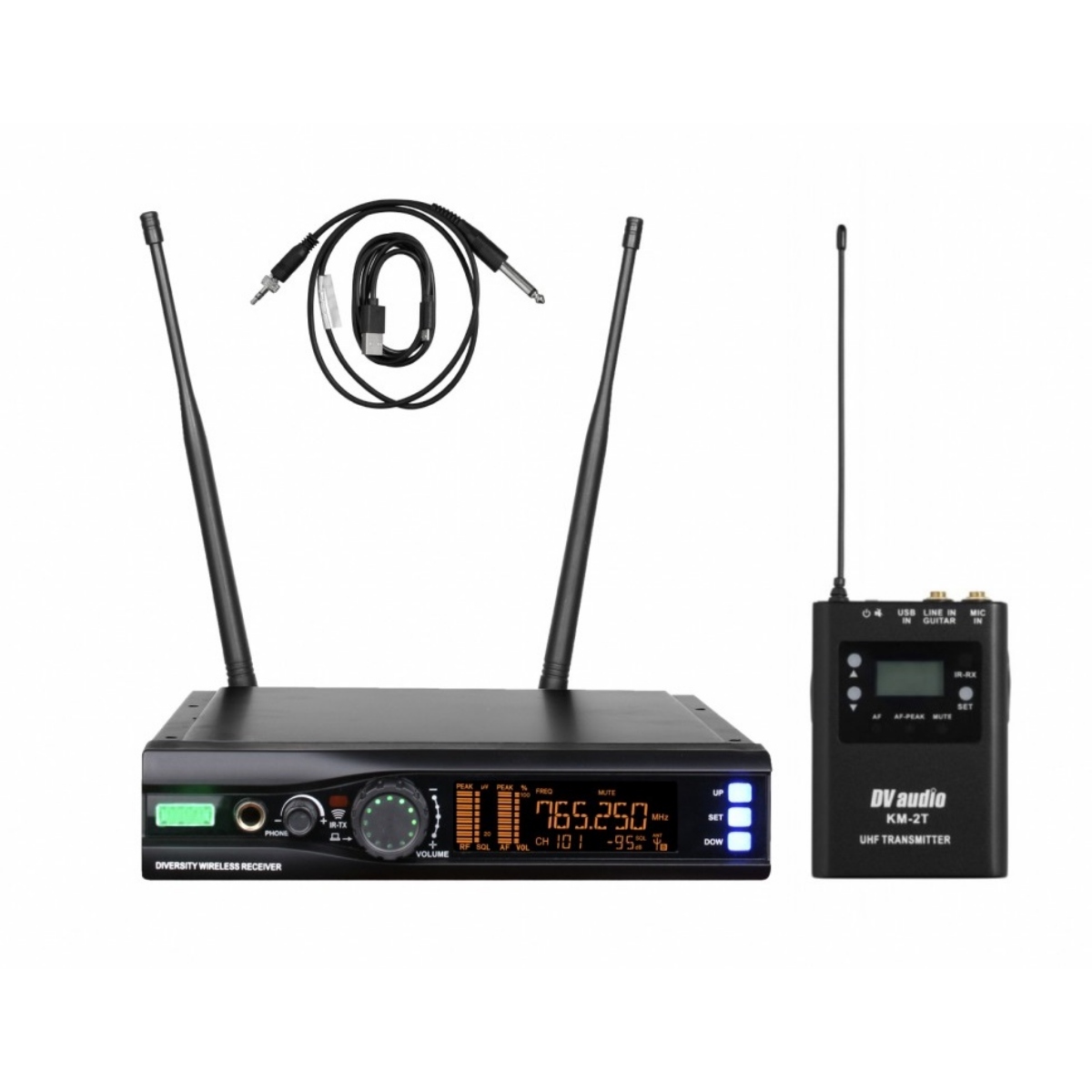 Бездротова інструментальна радіосистема DV Audio WMS-12T, UHF 537.5–552.375 МГц, 100 каналів