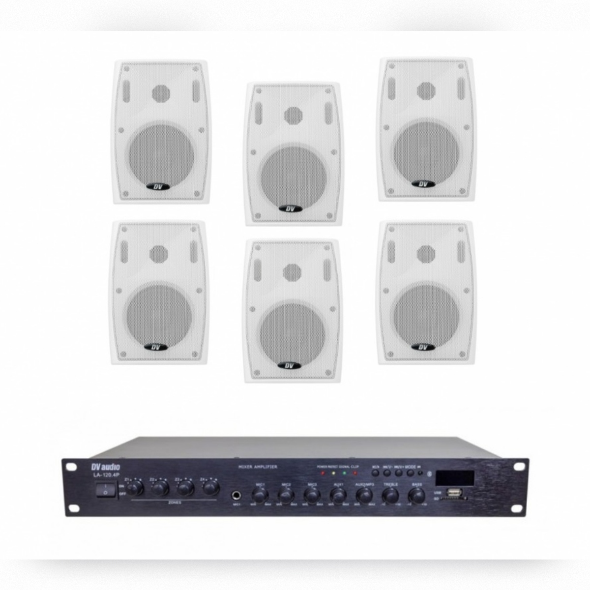 Комплект звука DV audio LA1206PB5WV2, 120 Вт, 6×PB-5.2T IP65, до 160 м²