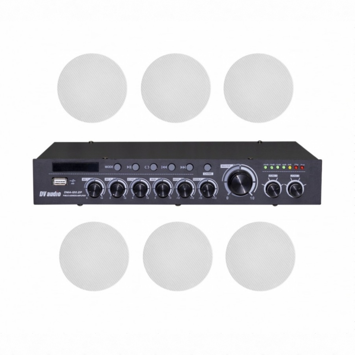 Звуковой комплект DV Audio DMA1206CMG5W для помещения до 180 м², белый