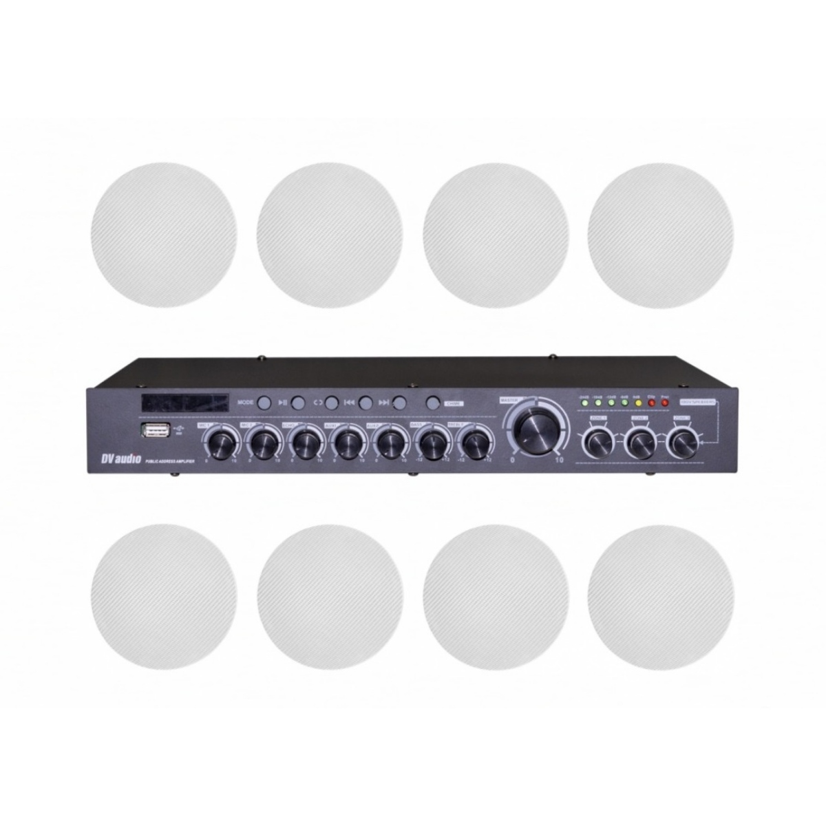 Комплект звука DV audio DMA1808CMG5W, 180 Вт, 8 колонок, до 240 м²