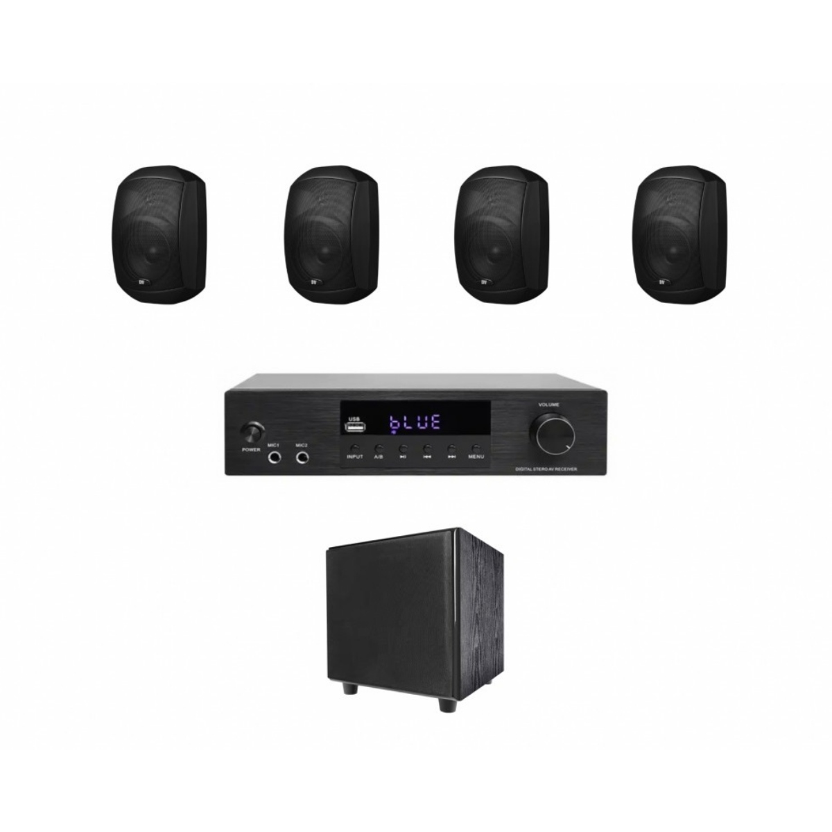 Комплект звуку DV audio KTV200SW8504MS52TB, 200W, сабвуфер 8", 4 акустичні системи