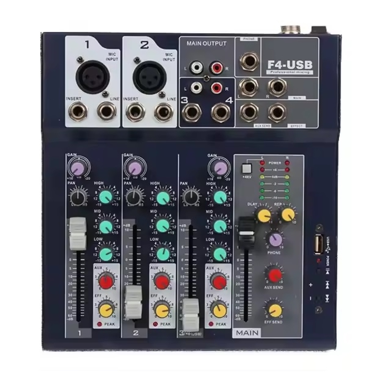 Мини микшерный пульт F4-USB, черный