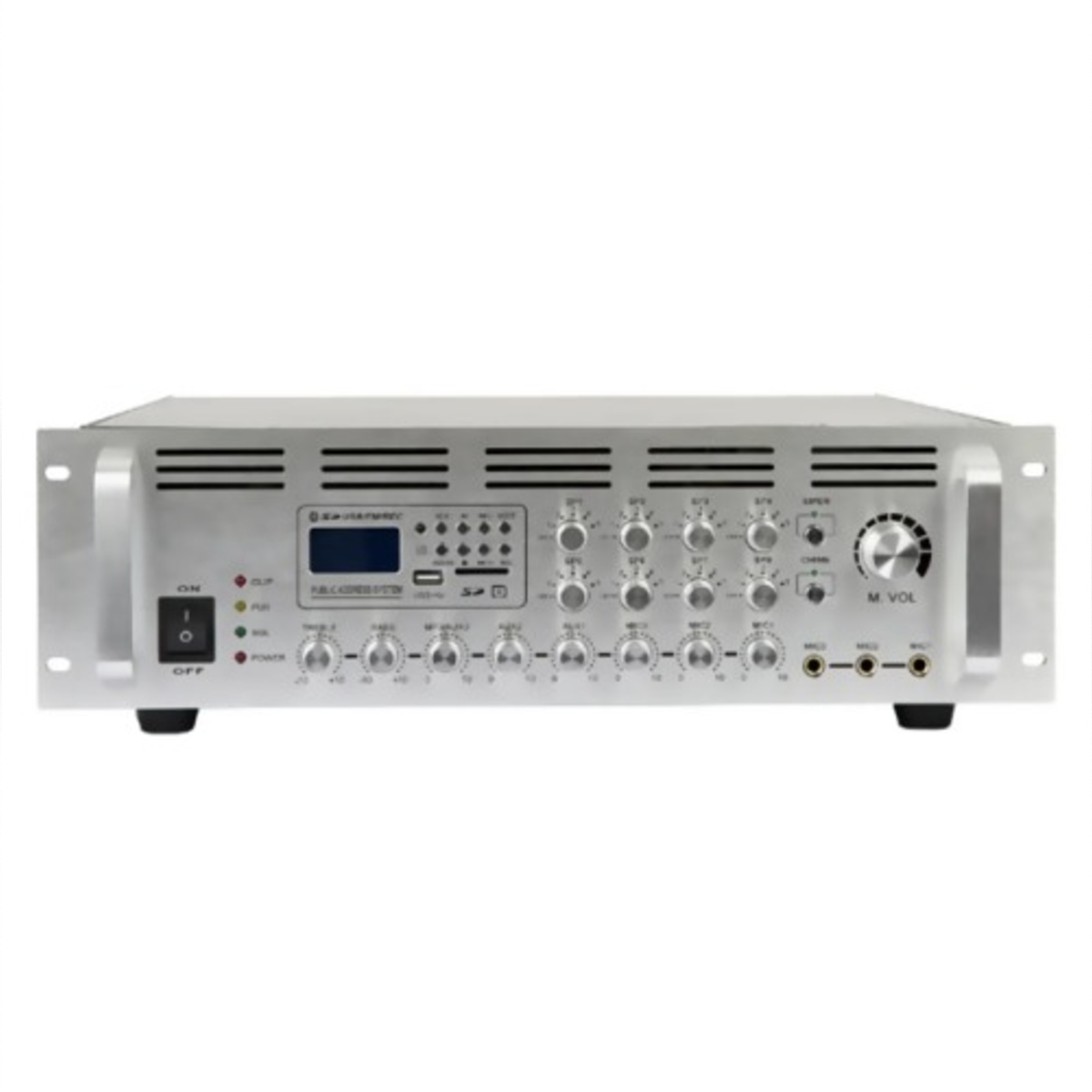 Комбинированный усилитель ProRecAudio PA-1000D 1000 Вт, 100В, 4-16 Ом, USB/SD, FM, Bluetooth, 8 зон, 1.3U